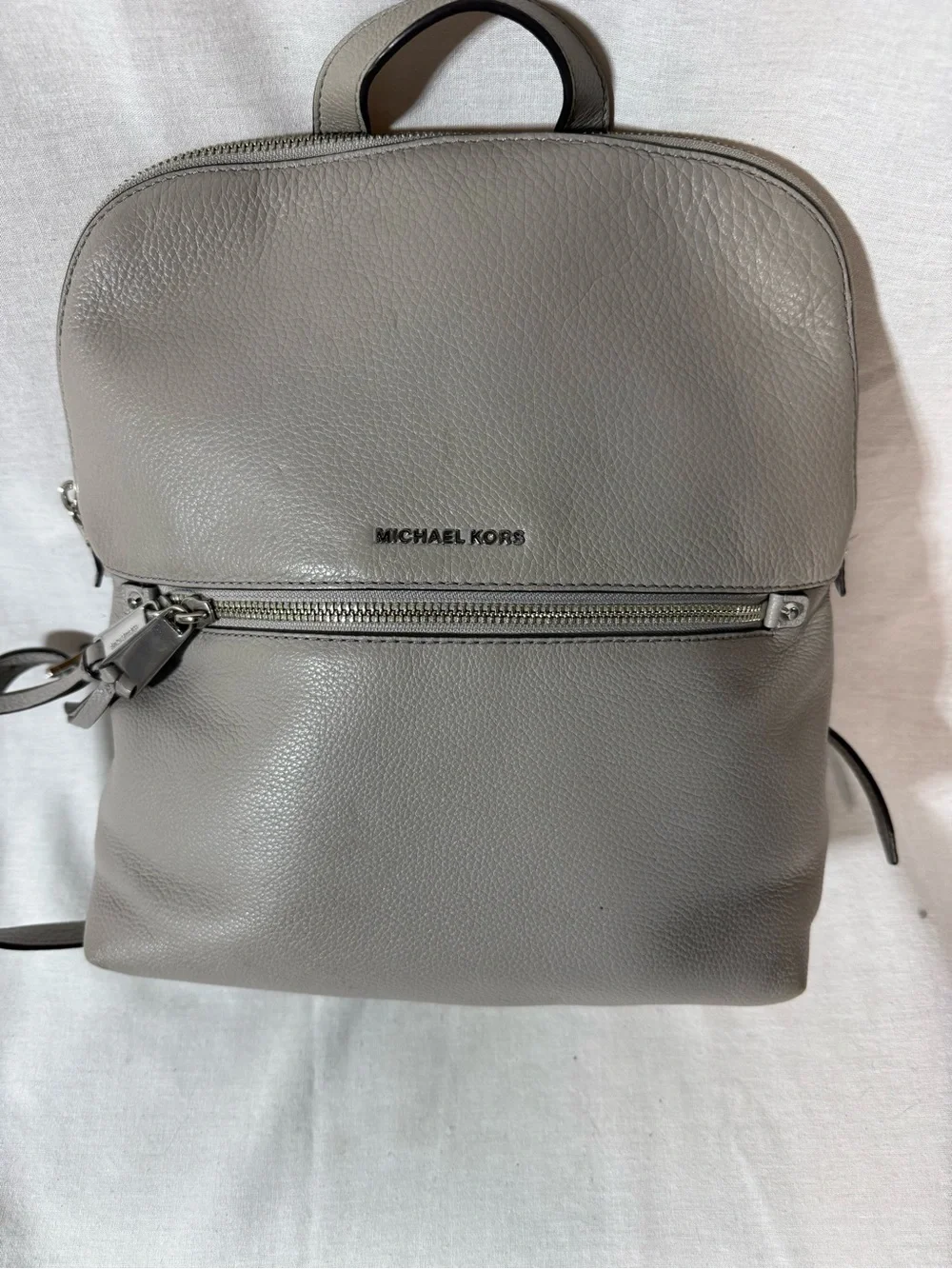 MICHAEL KORS Gray Pebbled Leather Backpack
